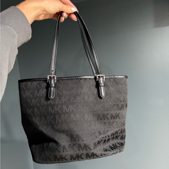 Michael Kors Black MK Logo Tote Bag - Picture 2 of 7
